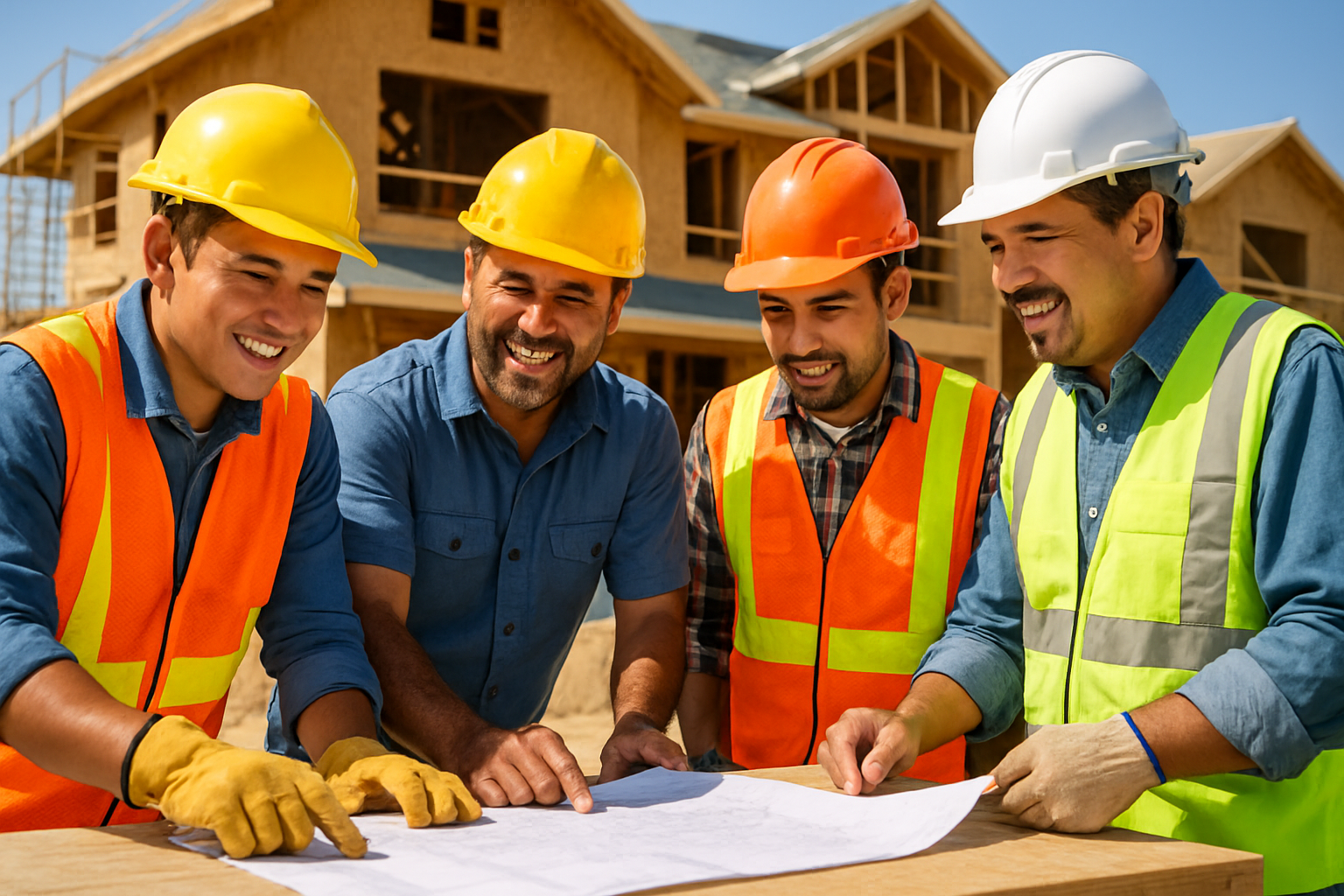 Hispanic construction workers building homes and boosting U.S. growth.